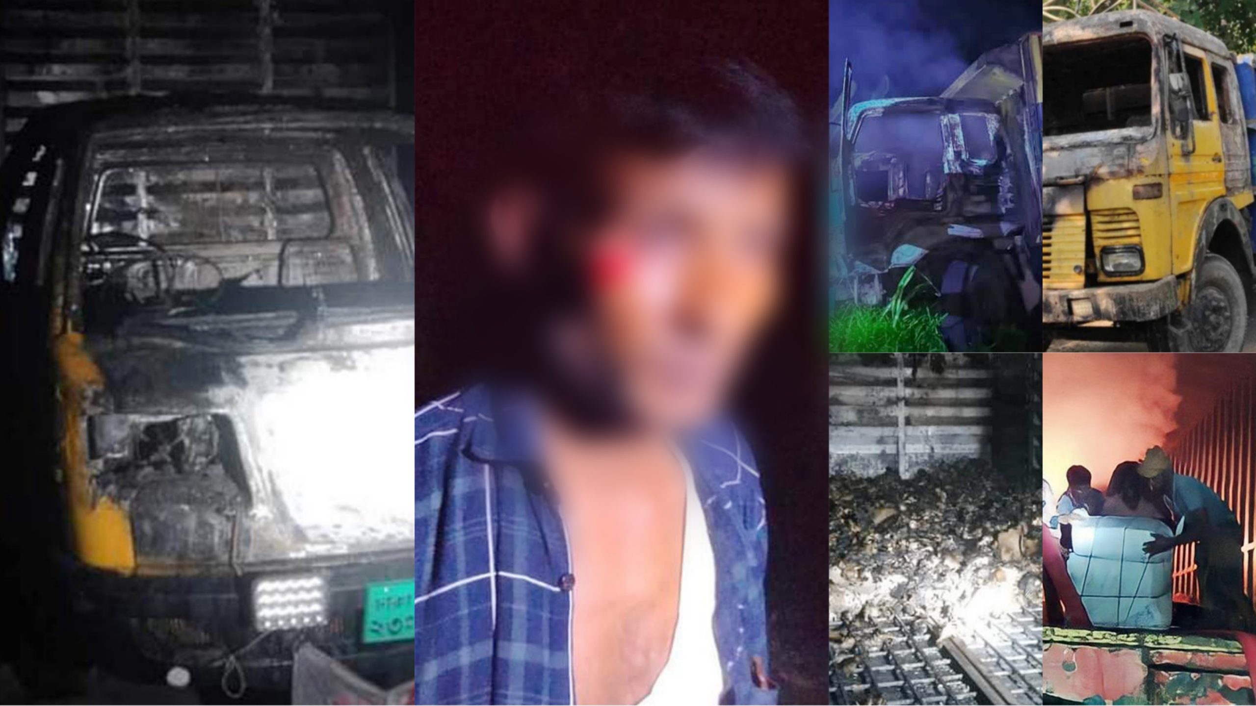 সিরাজগঞ্জে ৬টি ট্রাক ও ২টি আ.লীগ কার্যালয়ে আগুন’