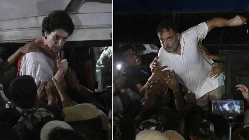 রাহুল-প্রিয়াঙ্কাকে আটক করল দিল্লি পুলিশ